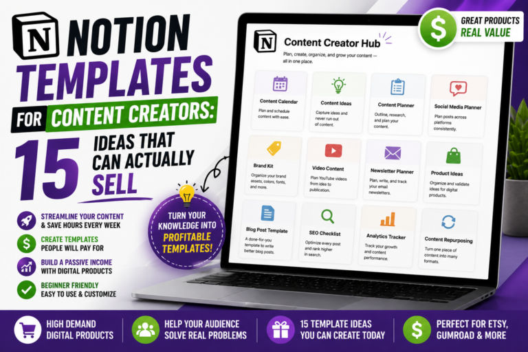 Notion Templates for Content Creators: 15 Ideas That Can Actually Sell