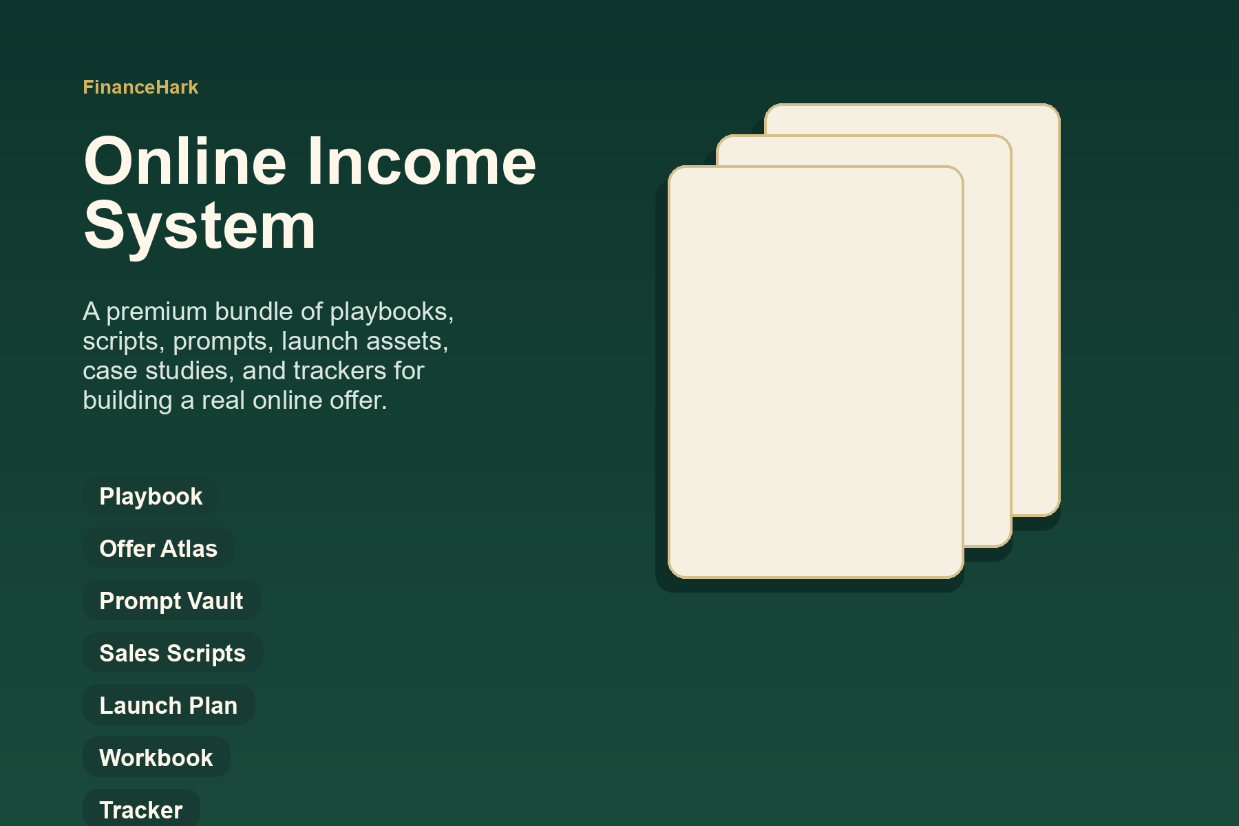 FinanceHark Online Income System product mockup